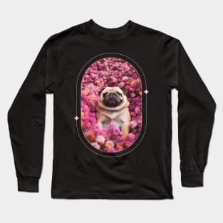 Adorable Woofs Flowers Long Sleeve T-Shirt